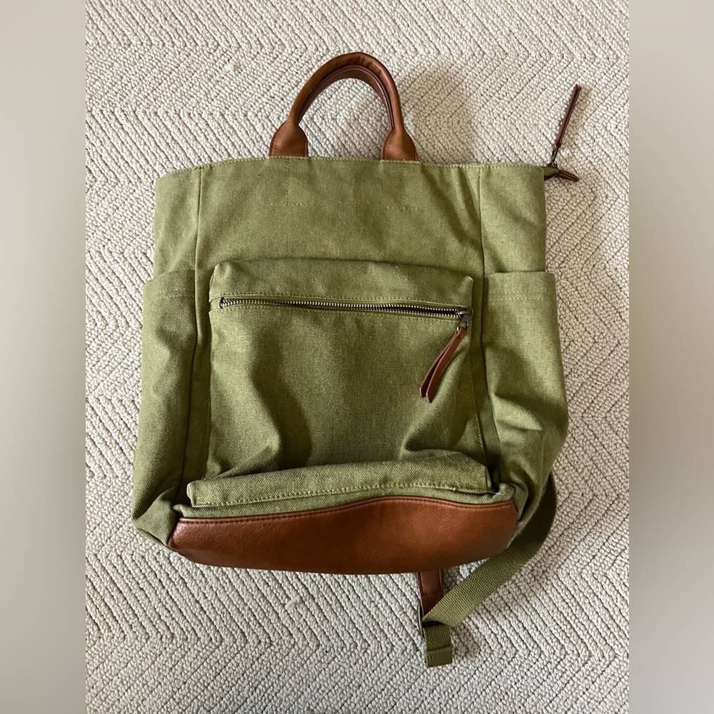 Olive Green + Brown Leather Accent Backpack | Universal Threads